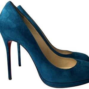 Teal Filo 120 Peacock Turquoise Suede Heels Pumps